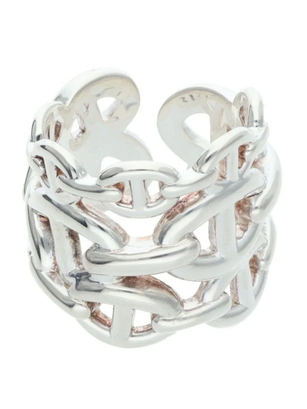 Hermes Chaine D'ancre Enchainee GM Silver Ring